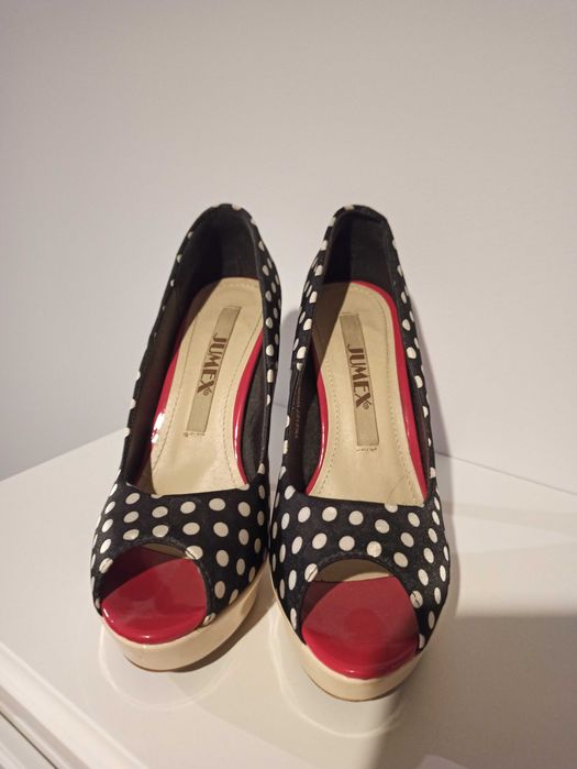 Szpilki kropki obcas damskie 36