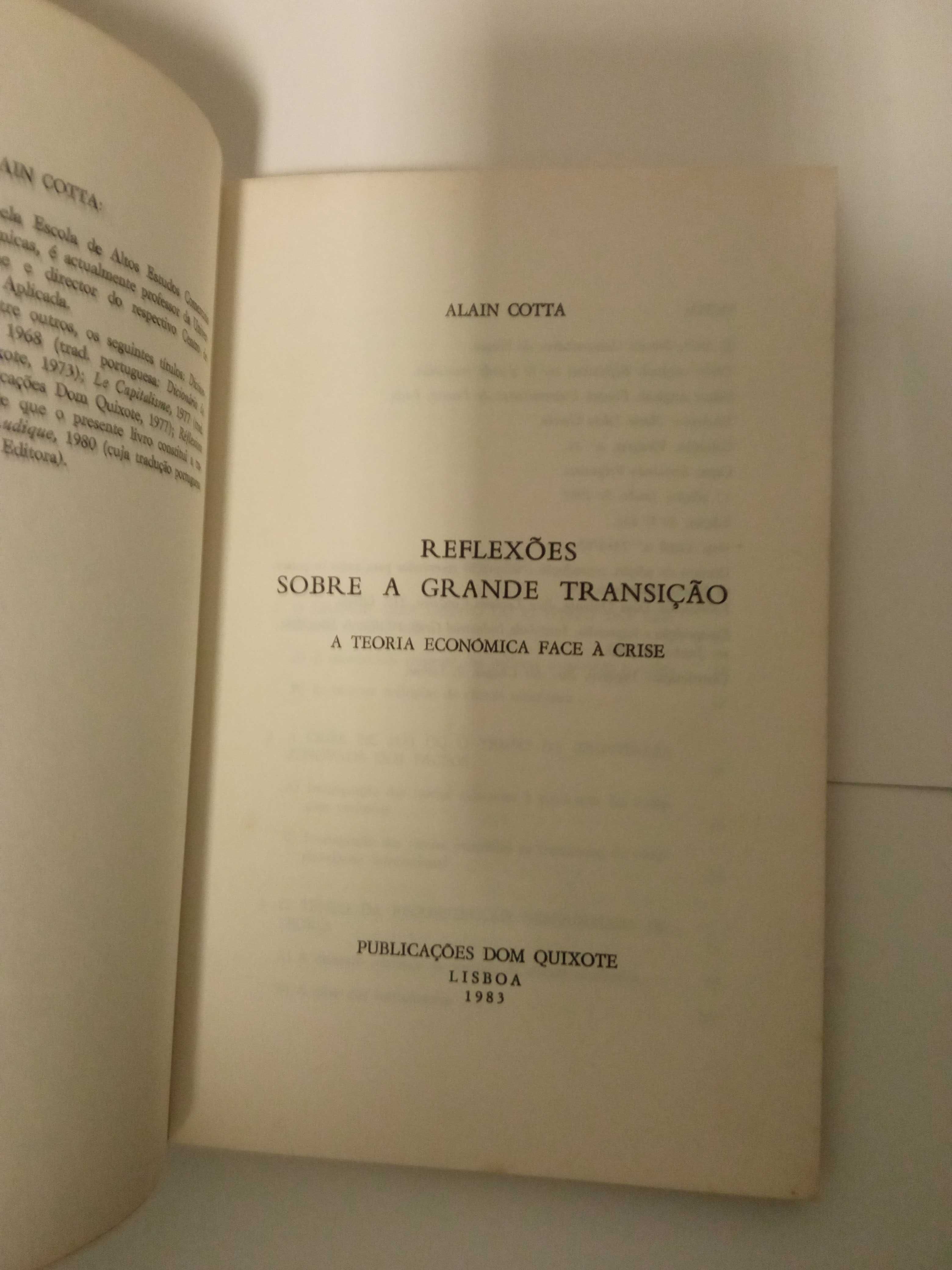 Reflexões sobre a grande transição, de Alain Cotta