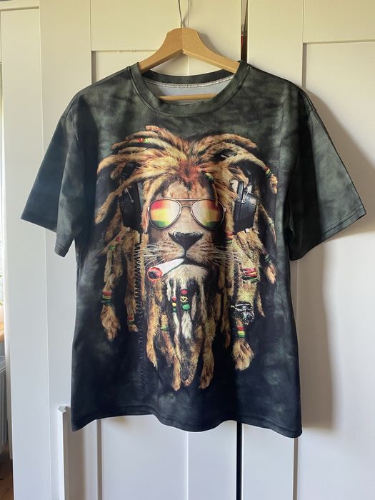 Męski t-shirt bluzka z krótkim rękawem lew rasta lion reagge