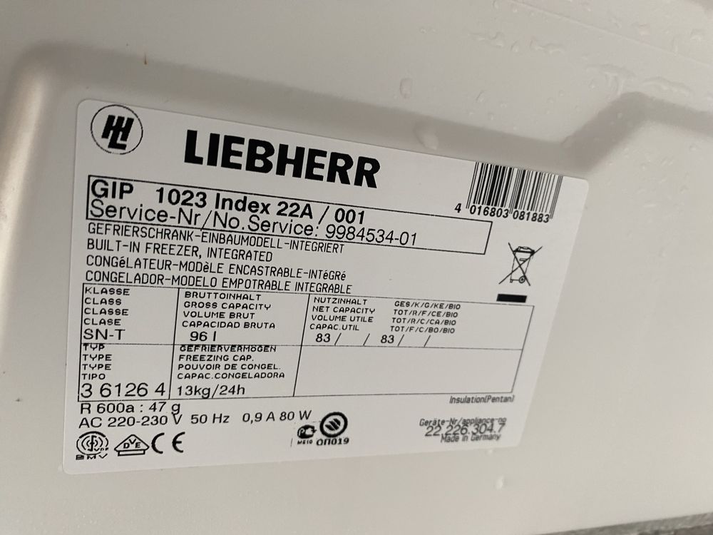 Морозильна камера liebherr GIP 1023 (встраиваемая)