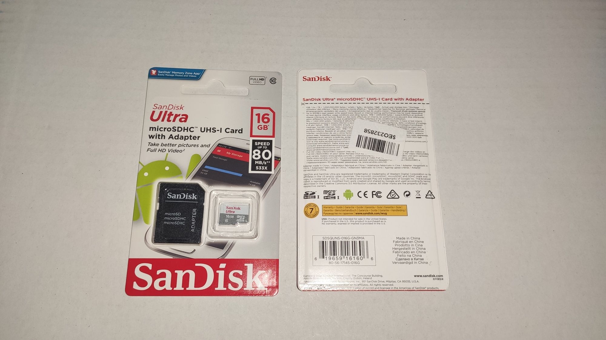 Карта пам'яті SANDISK microSD 16GB Class 10 UHS-I Ultra