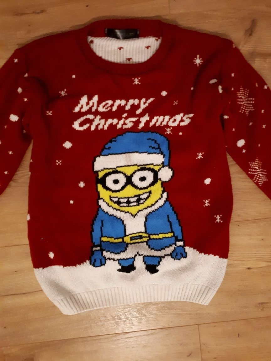 Sweter świąteczny Minionek bluza świąteczna Minionki sweterek 7-8 lat