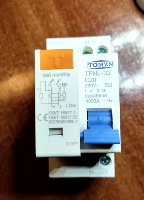 Автомат диференціальний 20А 30мА, дифавтомат АС, TOMZN TPNL-32-C20