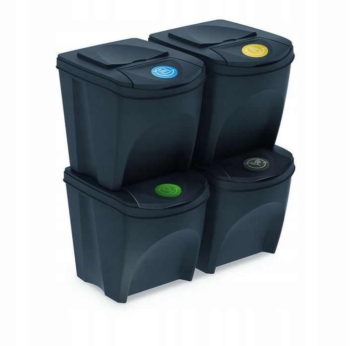 Kosz Na Śmieci 4X25L Do Segregacji Sortibox Antracytowy Ikwb25S4-S411