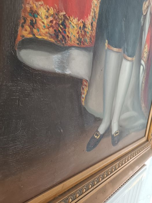 Duży Stary Obraz olejny  złota rama