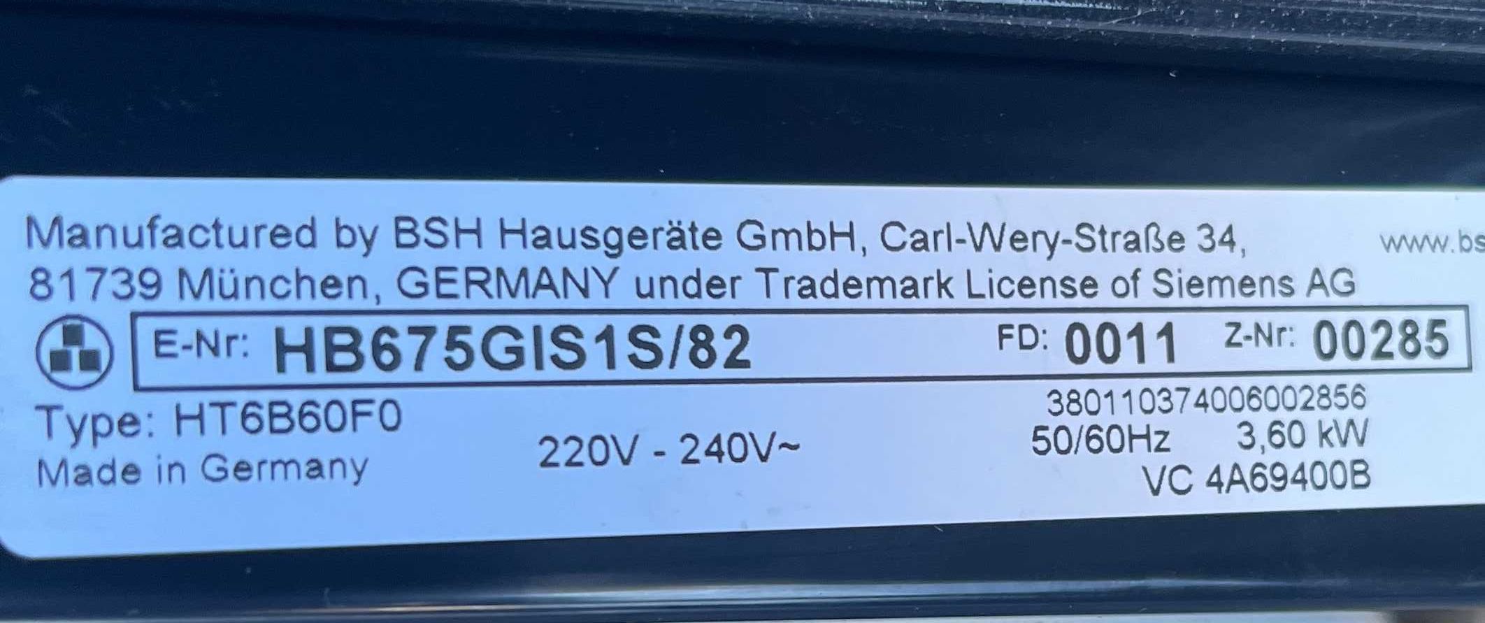 2021рік Духовка Siemens HB675GIS1S духовой шкаф 60х60см Made inGermany