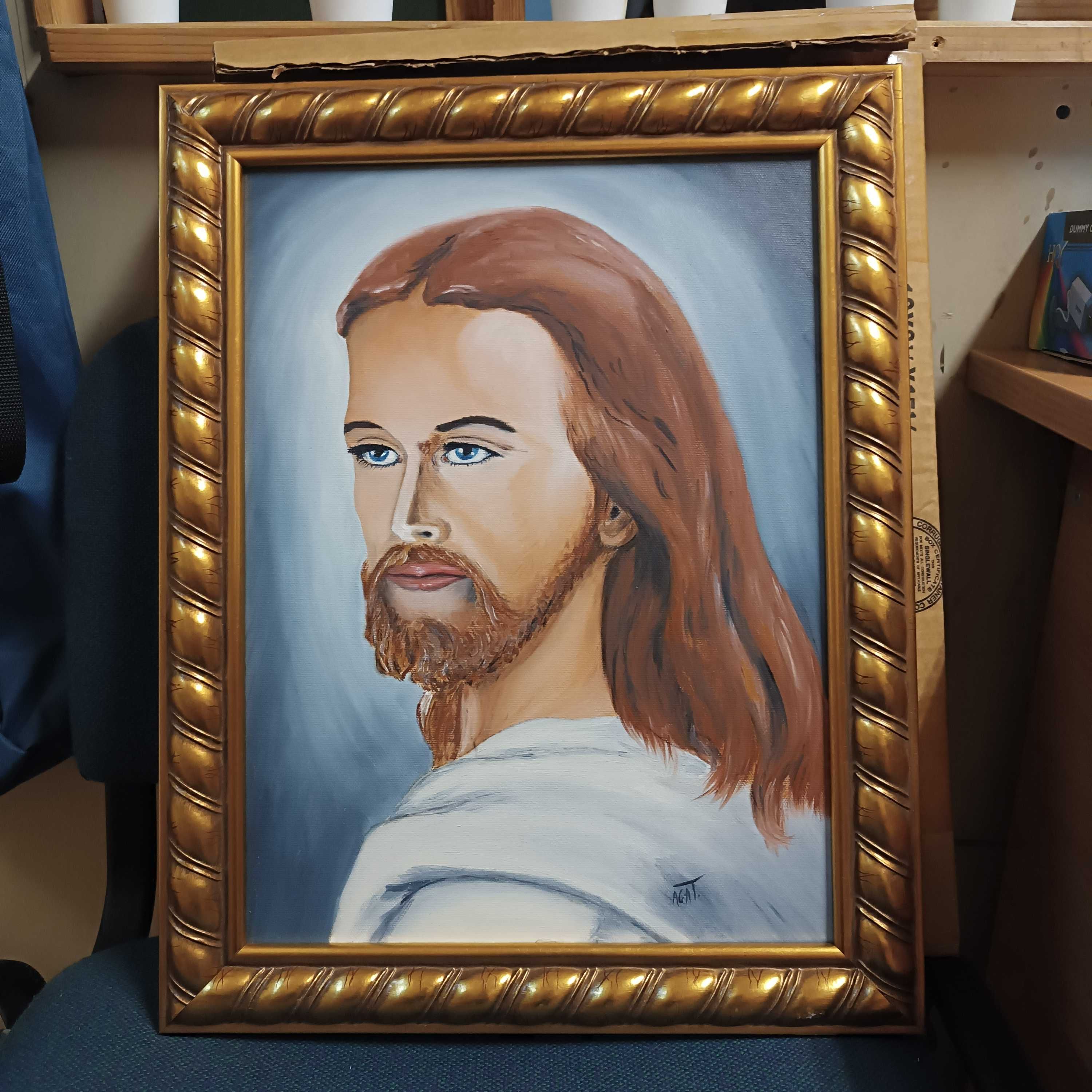 Obraz 'Jezus" malowany olej na płótnie 38x48 cm