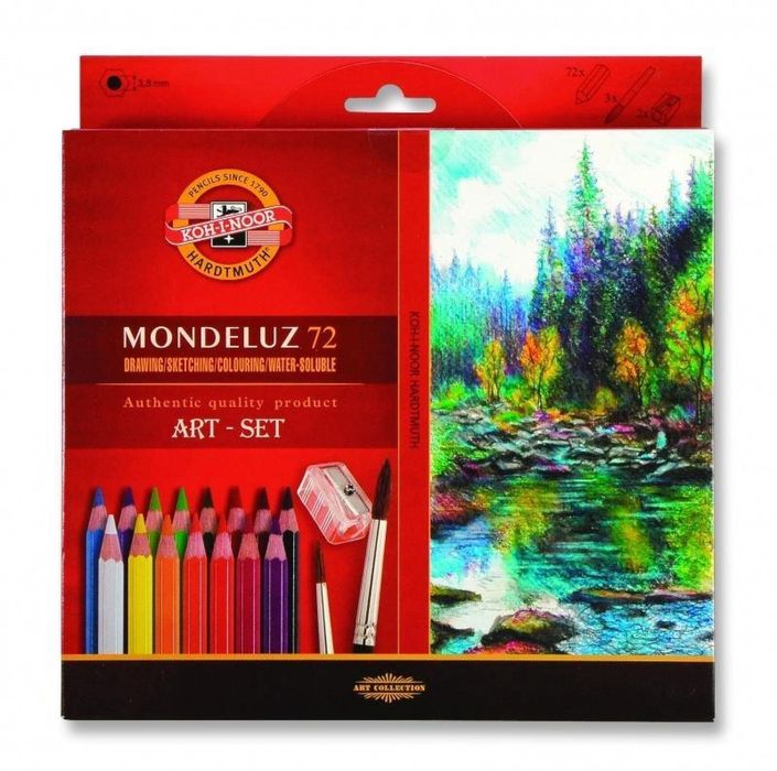 Kredki Mondeluz 72 kolory + pędzel Koh-I-Noor pudełko,22,5x20,4x3,4