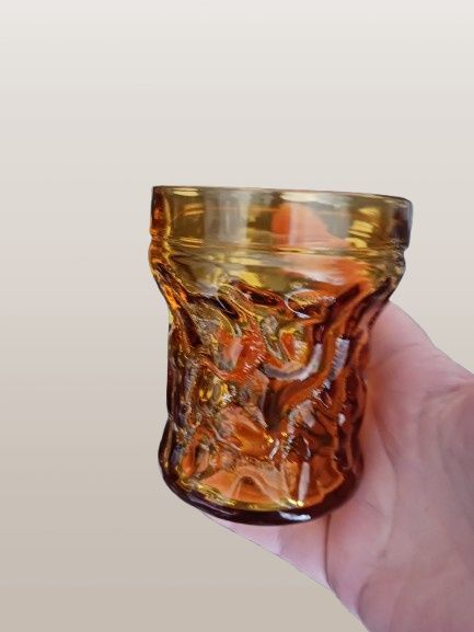 Garrafa + 5 copos vidro âmbar