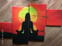 Obraz - Tryptyk - Yoga - Joga - Asana - Medytacja - Zachód Słońca