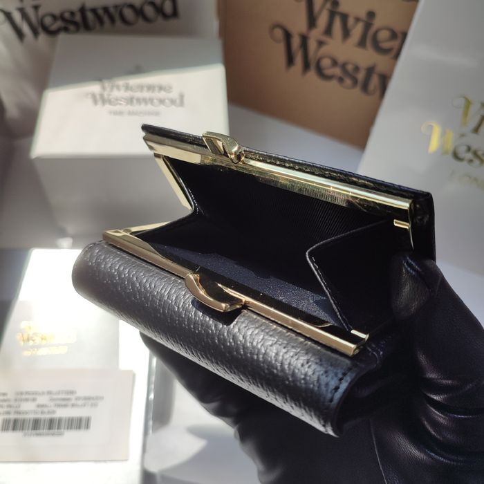 Оригінал Vivienne Westwood гаманець шкіряний чорний глянець монетниця