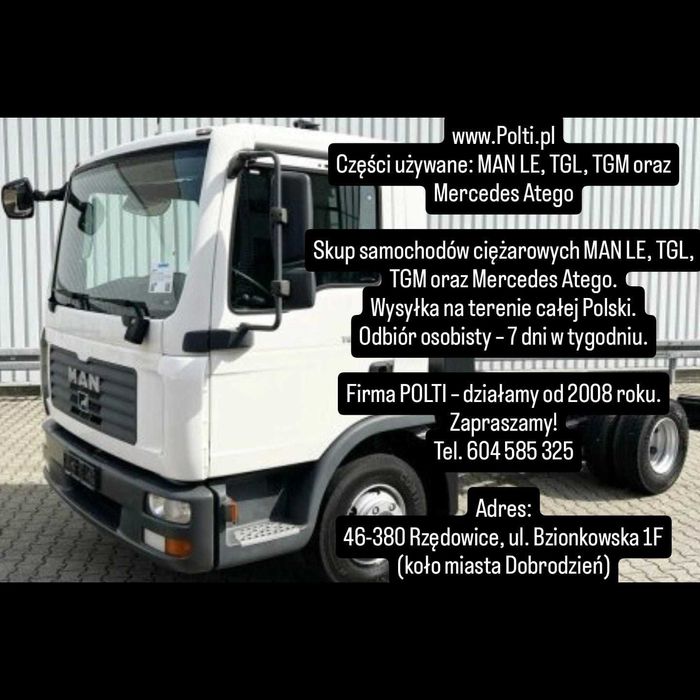 Części MAN TGL TGM Euro 4,5,6 8.180 8.210 12.240 12.250 12.290 Wysyłka