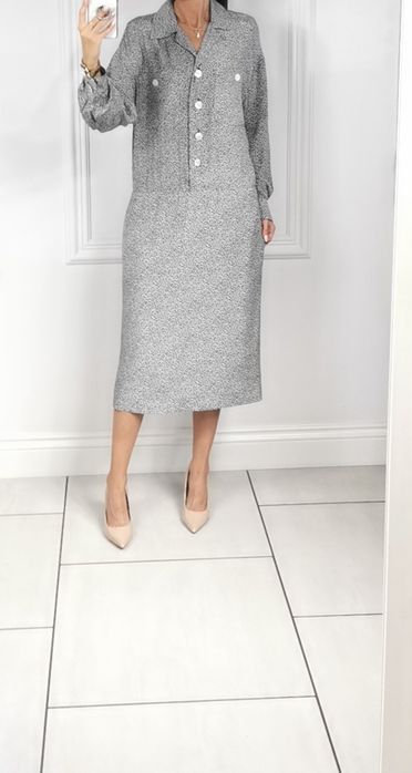 A-k-r-i-s Jedwabna Sukienka Damska Koszulowa xl silk