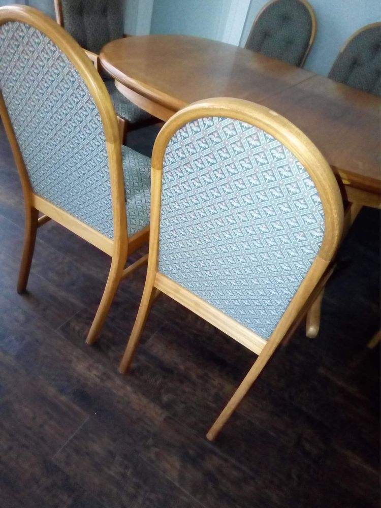 Stol Rozkladany i 6 krzeseł Drewniane Solidne Wykonane w Anglii
