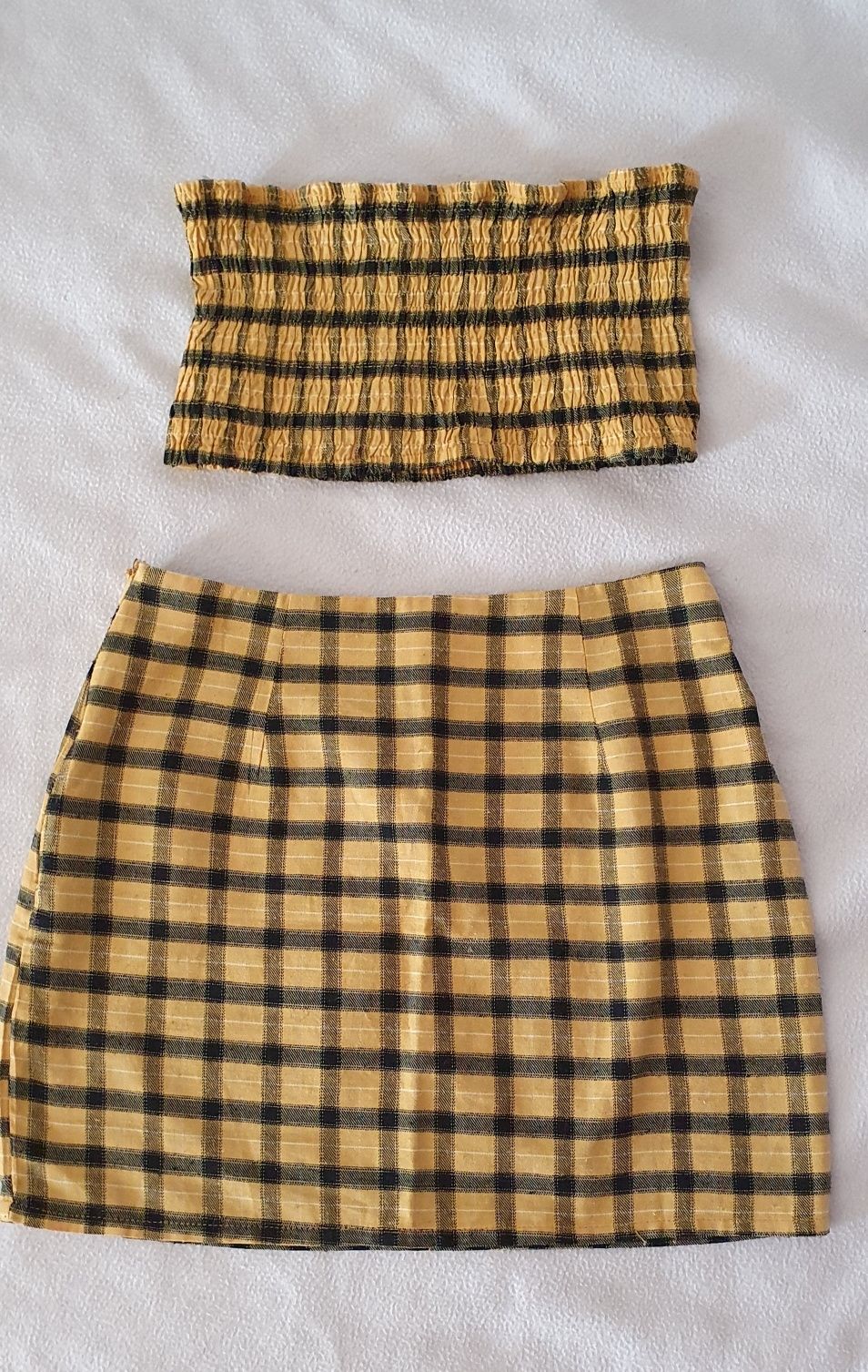 Komplet dwuczęściowy damski spódnica i top bandeau Y2K rozmiar xs