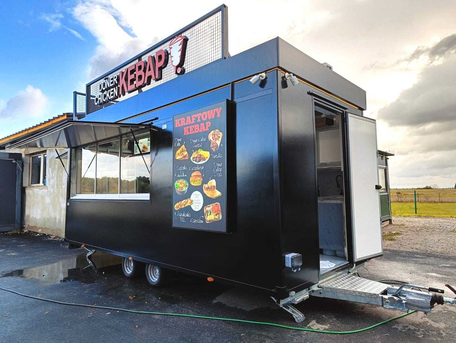 Przyczepa gastronomiczna handlowa grill kebab 5,5x2,3x2,3m
