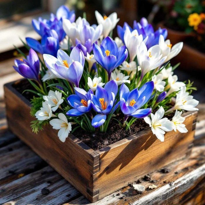 Wiosenny KROKUS cebulki 50 szt MIX NIEBIESKI BIAŁY krokusy krokusów