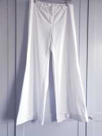 Białe spodnie szeroka nogawka dzwony eleganckie na kant H&M 40 38