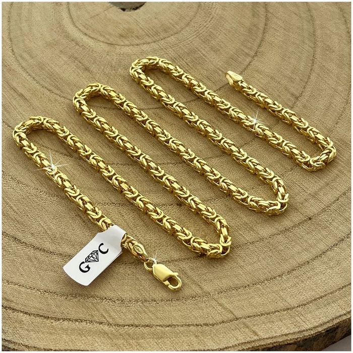 Złoty Łańcuszek Męski Splot Królewski 925/585 Srebro Pozłacane 45cm/3,