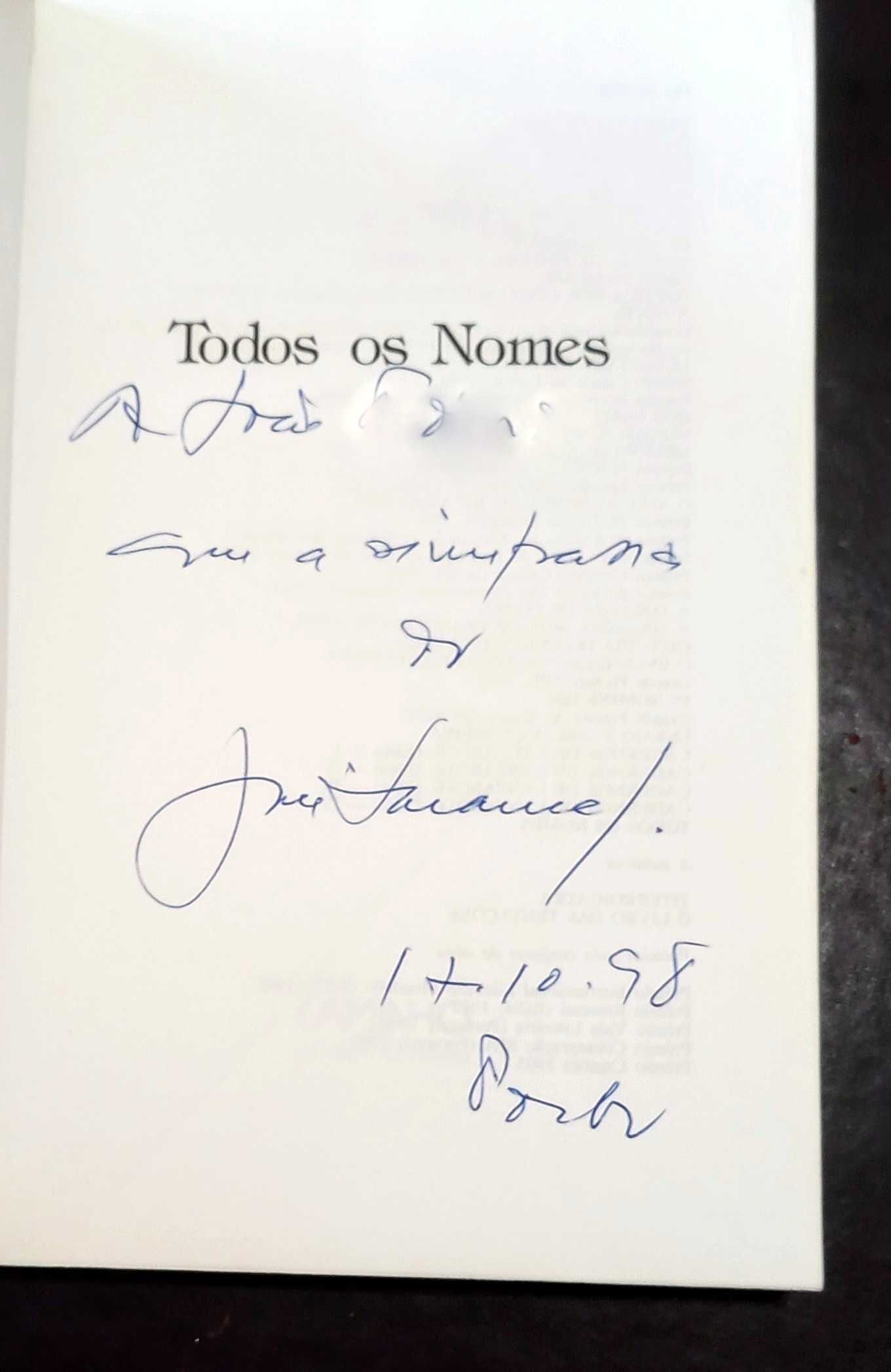 Todos os nomes de José Saramago, primeira edição, autografada