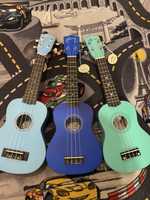 Nowe ukulele sopranowe Ever Play. Niebieskie/ seledynowe. Gratis