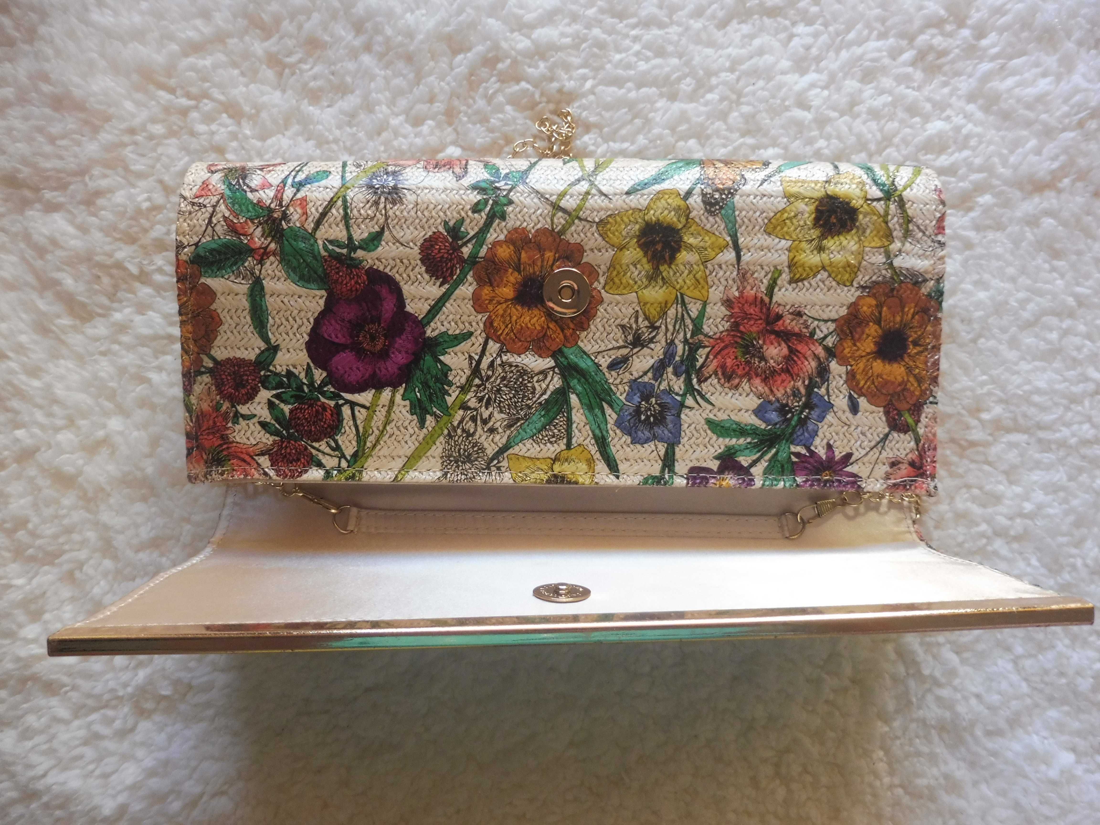 Clutch florida com alça dourada