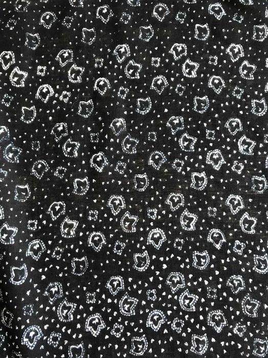 Duża czarna chusta w białe kwiaty apaszka chustka komin vintage retro