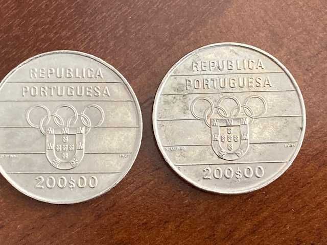 5 Moedas comemorativas 200 escudos 1992, XXV Jogos Olímpicos Barcelona