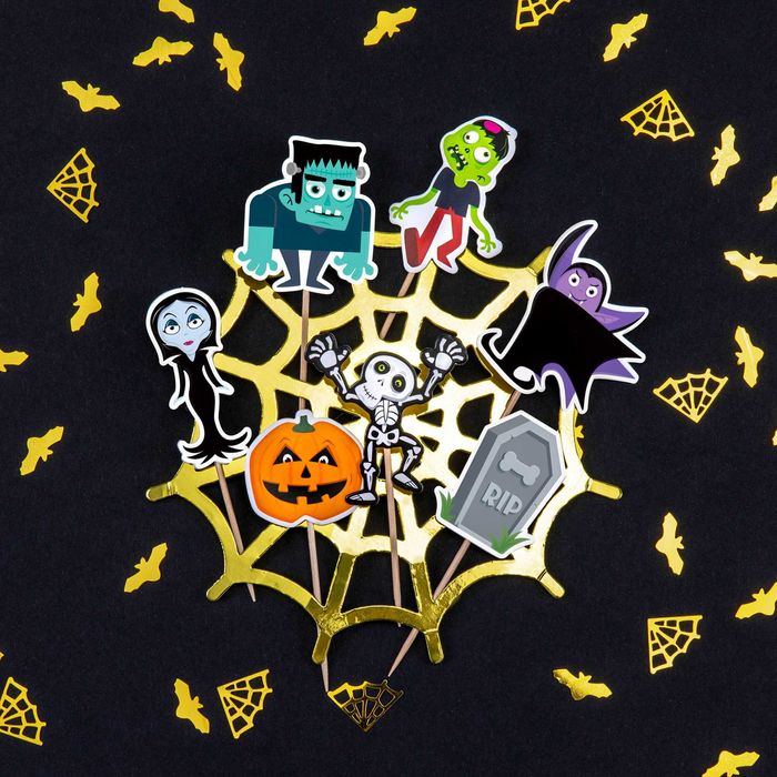 Dekoracje do muffinek toppery na tort "HALLOWEEN MONSTERS" 1opak/7szt.