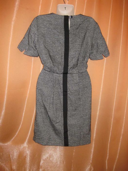 шерсть35% тепла приталена офісна сіра сукня плаття великий розмір