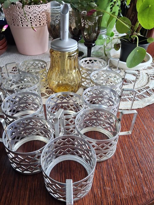 Cukiernica z dozownikiem gruszka plus koszyczki do szklanek wintage PR