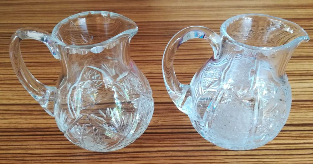 dzbanuszek mlecznik kryształowy PRL 12/13 cm stan bdb cena za dwa