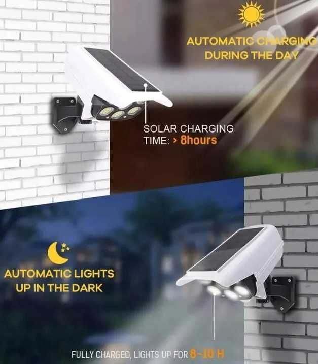 Atrapa kamery z lampą solarną LED, czujnikiem ruchu i pilotem