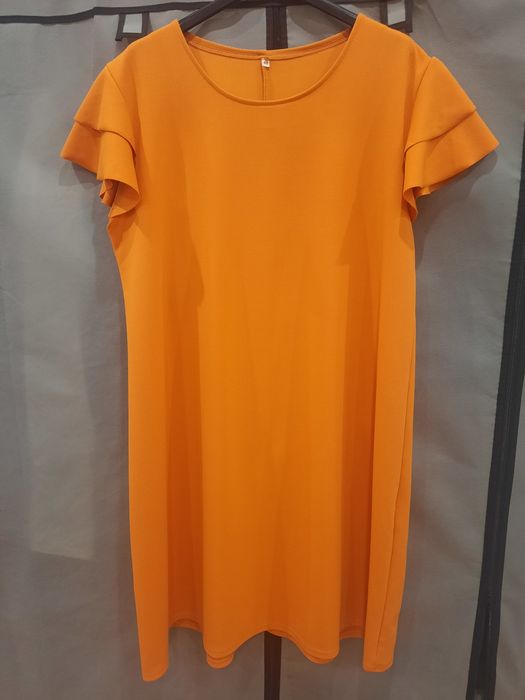 Sukienka pomarańczowa 46/48 falbana