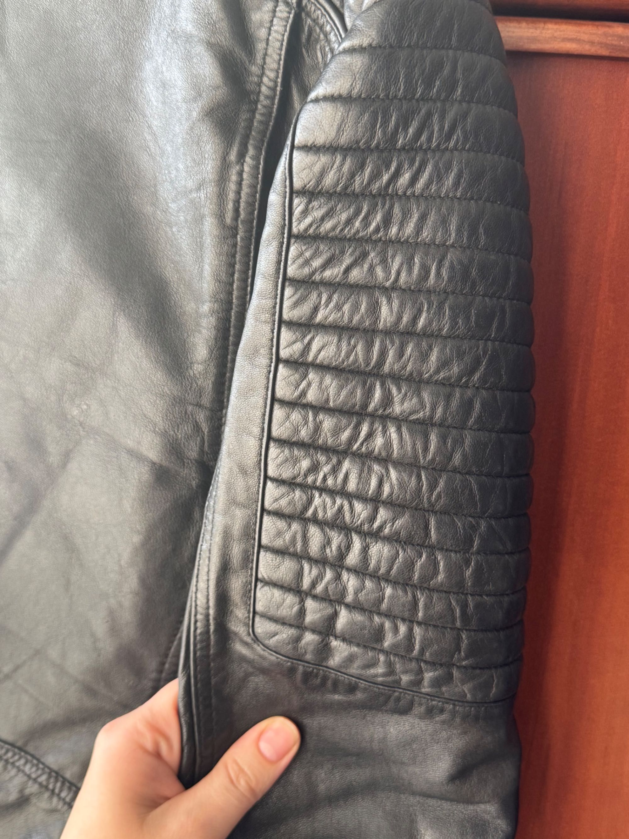 Байкерська шкіряна куртка косуха mango genuine leather  biker унісекс