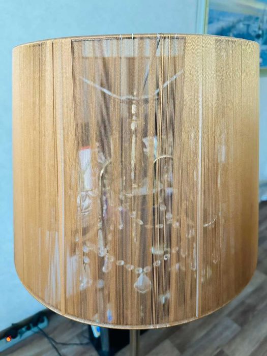 торшер лампа класичний з кришталевими ланцюжками підвісками