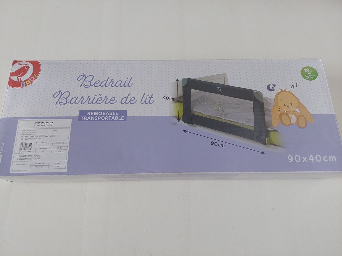 Barreira de cama portátil 90x40cm 18m-5anos