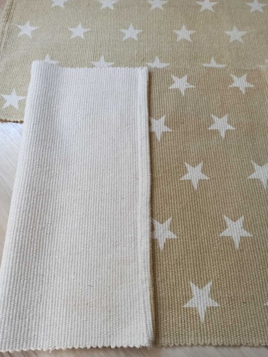Dywanik chodnik bawełna beż gwiazdki