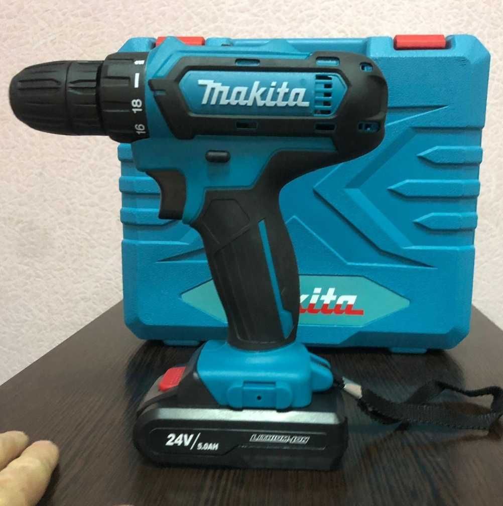 Шуруповерт акумуляторний makita 24 вольт 5 ач два акумулятора в кейсі