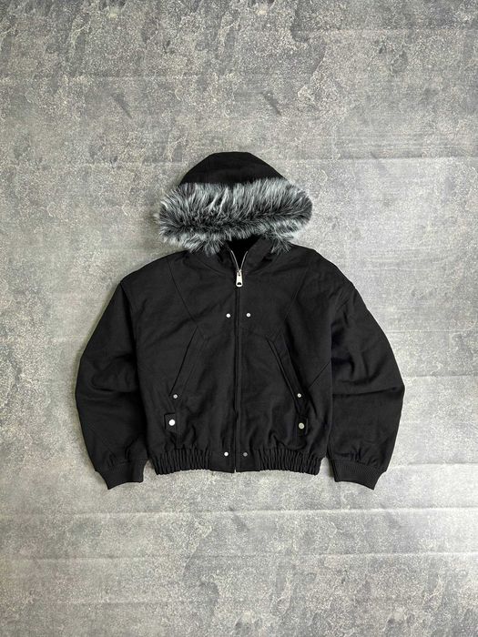 Бомбер чорний MA-1 з хутром аляска куртка курточка черная opium M L