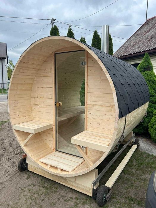 Sauna Ogrodowa Beczka - Szklane koło! 3m