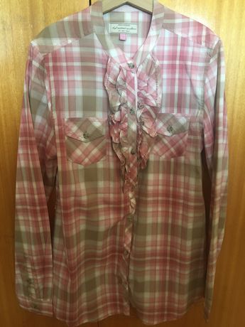 Camisa xadrez rosa e branco, marca Mayoral, tamanho 14 anos, como nova