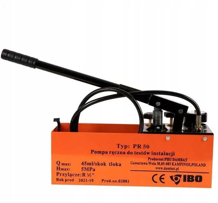 POMPA Ręczna DO PRÓB Ciśnień Instalacji IBO PR-50 12L Dokładna Szybka!