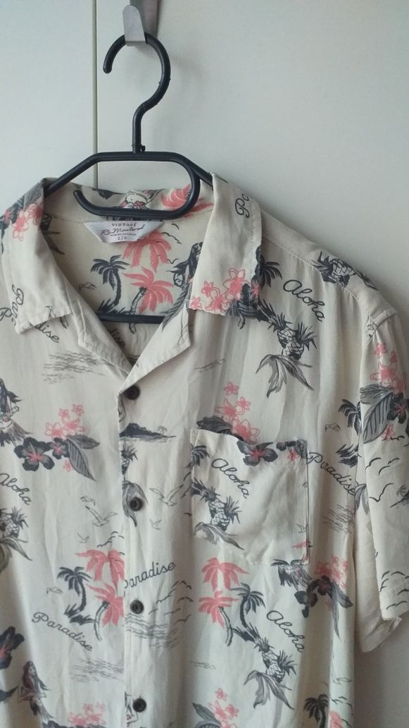 Koszula męska Vintage hawajska aloha lato upał