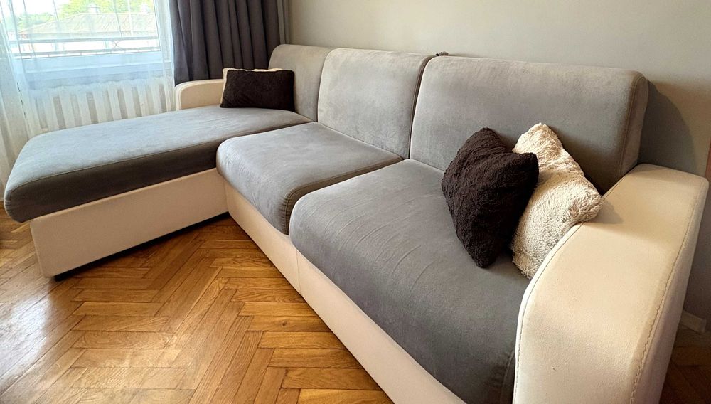 Rogówka z systemem włoskim 280x170cm szara, rozkładana, funkcja spania