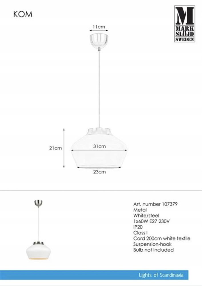 Lampa wisząca Markslöjd Markslojd E27