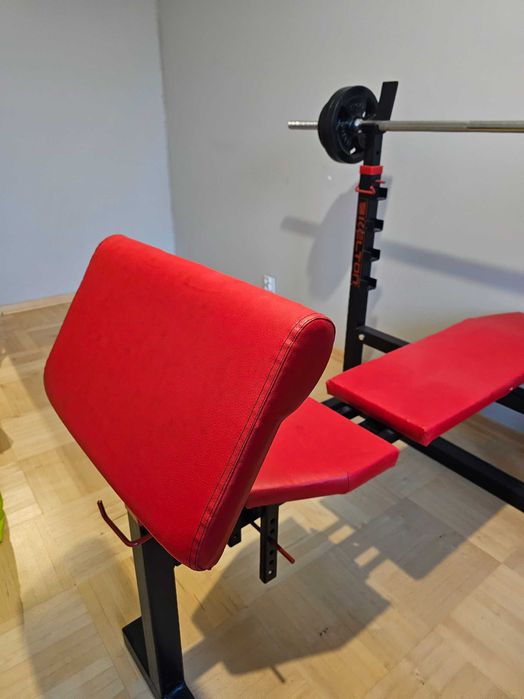 Ławka treningowa + sztanga i hantle