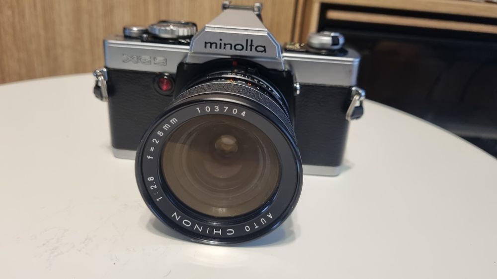 Minolta xg9+obiektyw Chinon 28mm f2.8 - CZYTAJ OPIS !