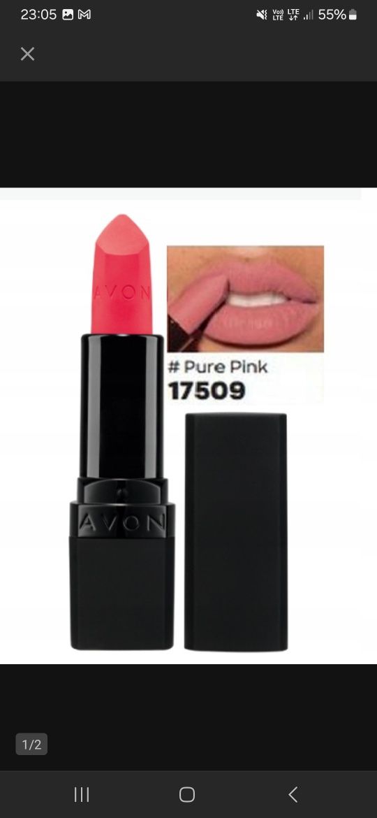 Ultramatowa szminka pure pink avon