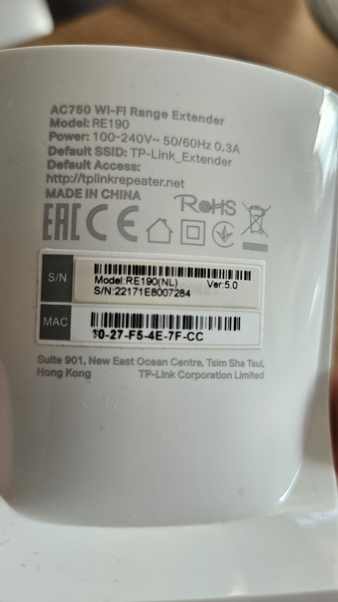 Wzmacniacz sieci TP-LINK RE190 2.4 / 5 GHz, Wi-Fi 5